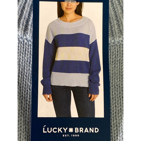 Lucky Brand Women’s Colorblock Knit Sweater Soft Hand Feel Blue Striped XL NWT - Picture 8 of 9